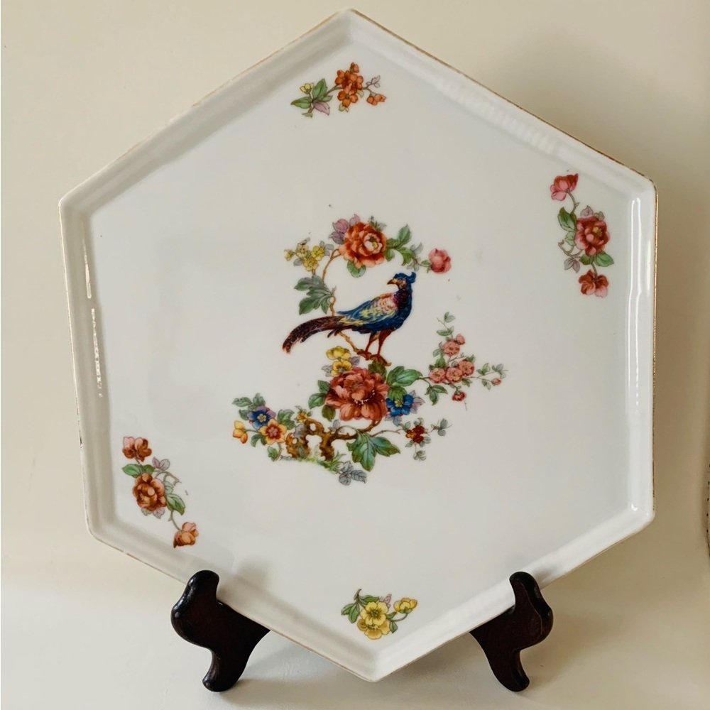 Vintage Czechoslovakia Hexagonal Lunch Dinner Tray 10 Inch